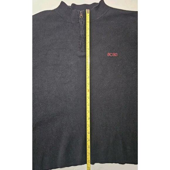 Vintage BCBG Maxazria 1/4 Zip Black Sweater 100% Cotton Cropped Sweater XL - Picture 8 of 10